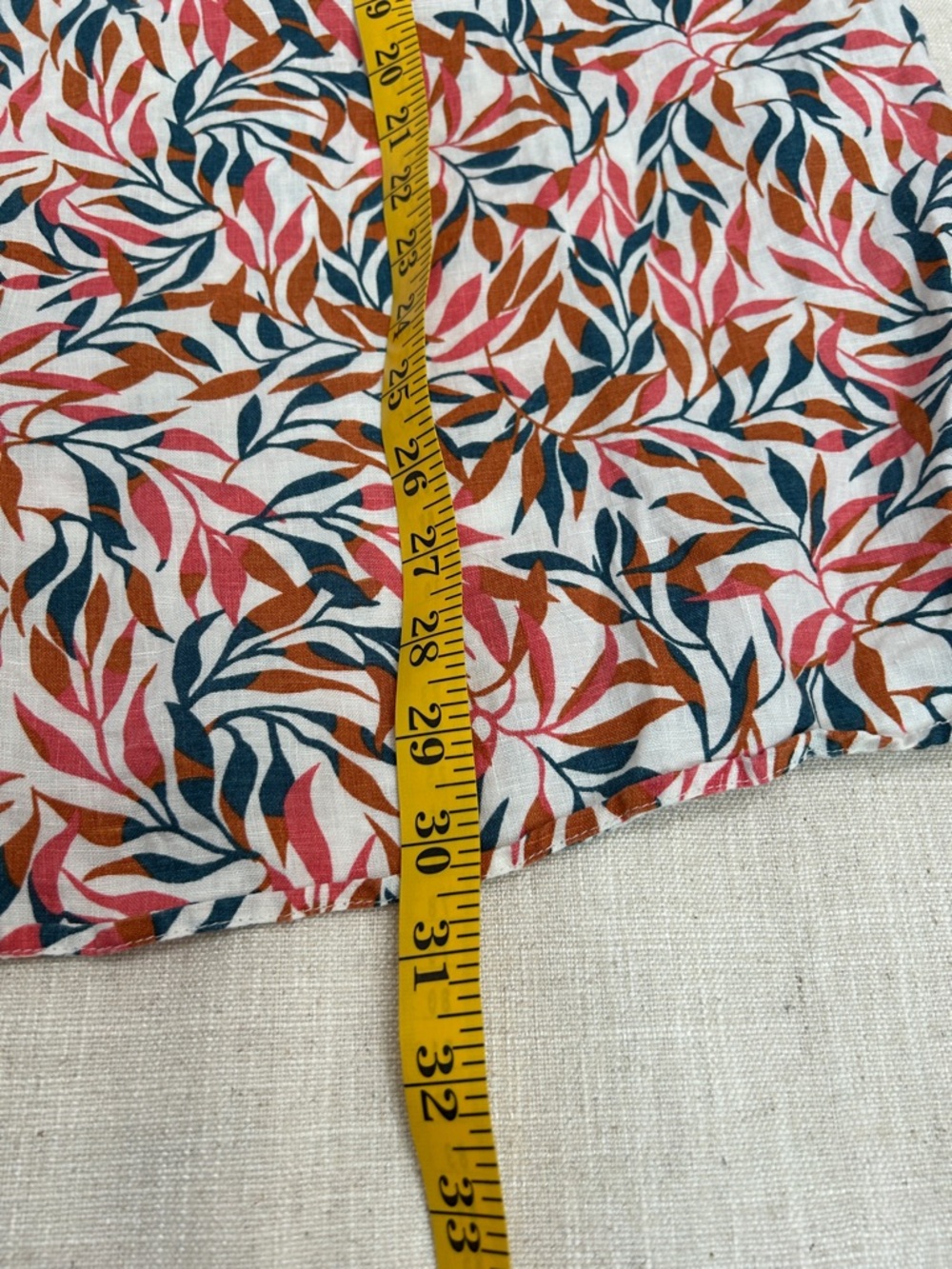Lands' End A Line Linen Tunic Women’s XL Floral Leaf Print Button Up Resort Wear - Picture 13 of 16